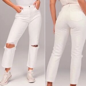 Abercrombie & Fitch Ankle Straight Ultra High Rise White Jeans, Sz 28/6